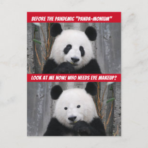Funny Pandemic Panda Monium Vor und nach Postkarte