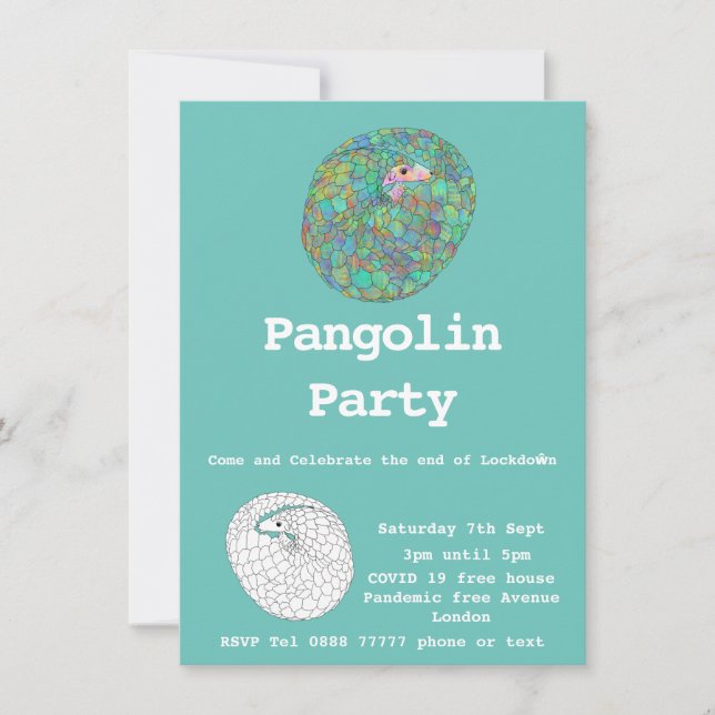Funny Pangolin Absperrung frei Covid19 Spaß Party (Vorderseite)