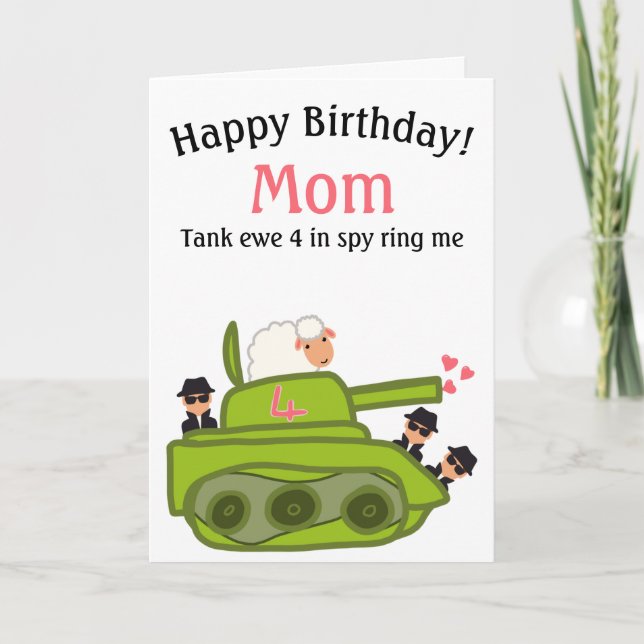 Funny Panzer Schafe Cartoon Mama Geburtstag Karte (Vorderseite)
