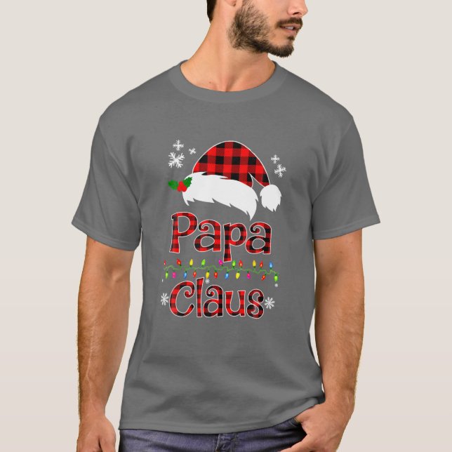 Funny Papa Claus Christmas Red Kariert Pajamas San T-Shirt (Vorderseite)