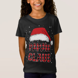 Funny Papaw Claus Red Kariert Christmas Family Pjs T-Shirt