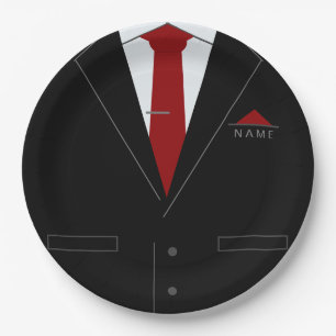 Funny Paper Tellers Business Anzug und Ihr Name Te Pappteller