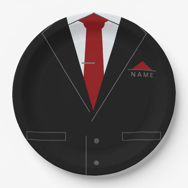 Funny Paper Tellers Business Anzug und Ihr Name Te Pappteller (Vorderseite)