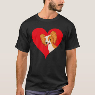 Funny Papillon Dog Lover Herzform Papillon Vale T-Shirt