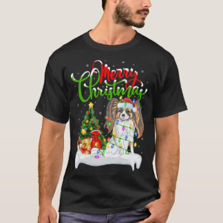 Funny Papillon Dog Lover Xmas Lighting Papillon Ch T-Shirt