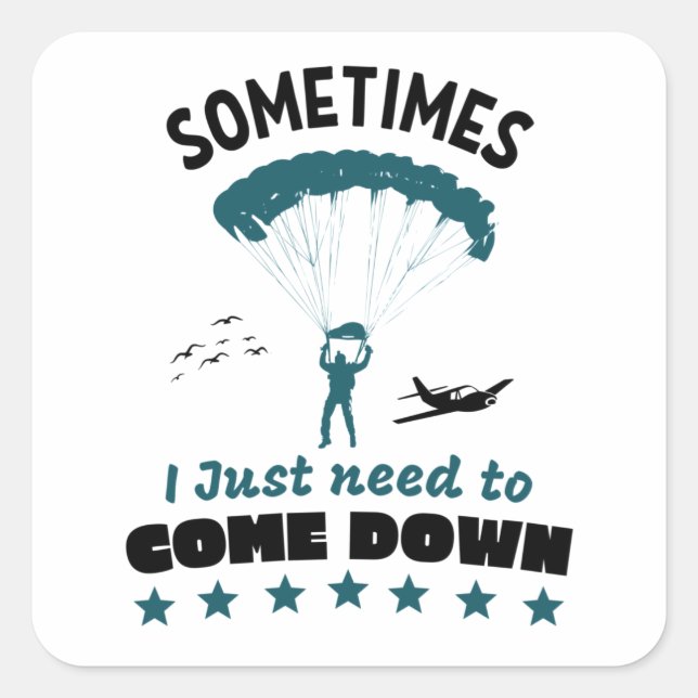 Funny Parachutist Come Down Skydive Quadratischer Aufkleber (Vorderseite)