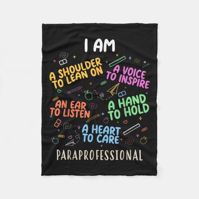 Funny Paraeducator Herz to Care Paraprofessional Fleecedecke (Vorderseite)