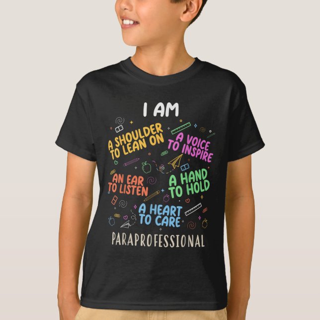 Funny Paraeducator Herz to Care Paraprofessional T-Shirt (Vorderseite)