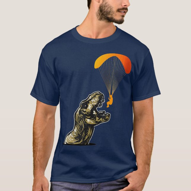 Funny Paragliding Dino Paragliders Skydiving T-Shirt (Vorderseite)