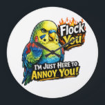 Funny parakeet "Flock you" Annoying bird design Große Wanduhr<br><div class="desc">Funny parakeet humor design featuring a colorful bird with attitude. Perfect for bird lovers,  parakeet owners,  and anyone who enjoys sarcastic animal humor.</div>