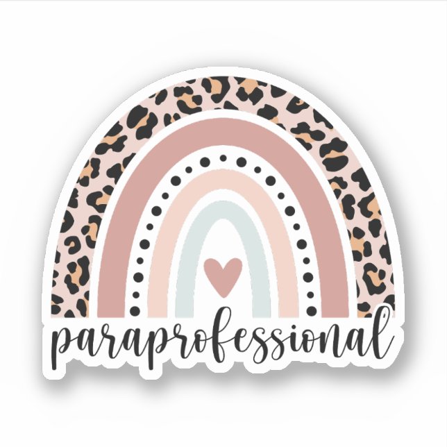 Funny Paraprofessional Gift, Para Teacher Rainbow Aufkleber (Vorderseite)