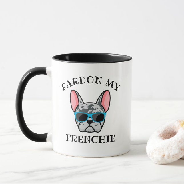 Funny Pardon my Frenchie Blue Merle French Bulldog Tasse (Mit Donut)