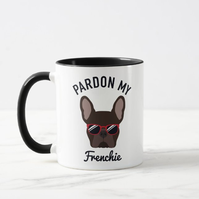 Funny Pardon my Frenchie Brown French Bulldog Tasse (Links)