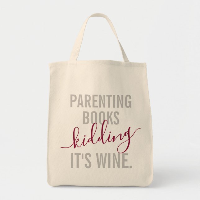 Funny Parent vs Wine Quote Lebensmittelgeschäft Tragetasche (Vorne)