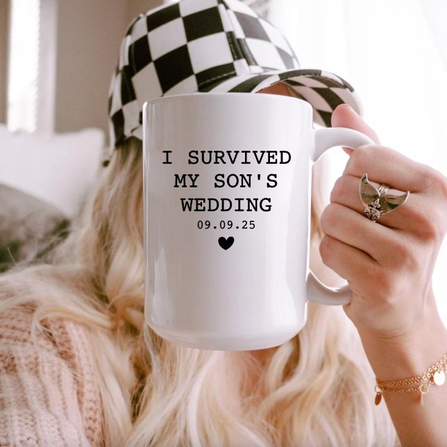 Funny Parents Groom Gift überlebte die Hochzeit me Kaffeetasse (Von Creator hochgeladen)