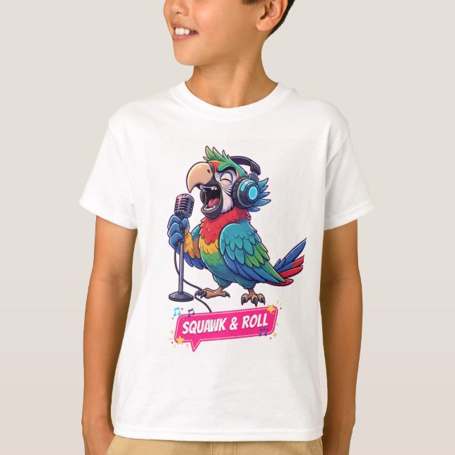 Funny Parrot Singing Karaoke T-Shirt  (Vorderseite)
