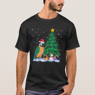 Funny Parrot Xmas Tree Lights Reindeer Hat Christm T-Shirt