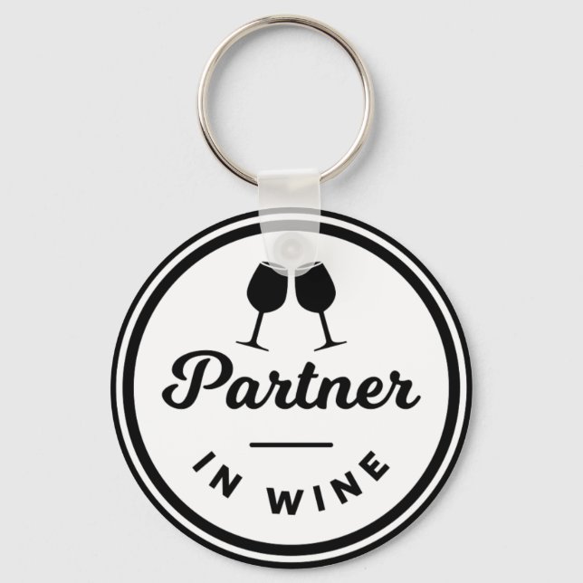 Funny Partner in Wine Keyring Schlüsselanhänger (Vorderseite)