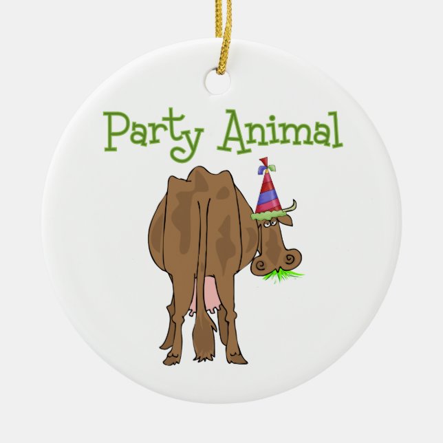 Funny Party Animal Birthday Kuh Keramik Ornament (Vorne)