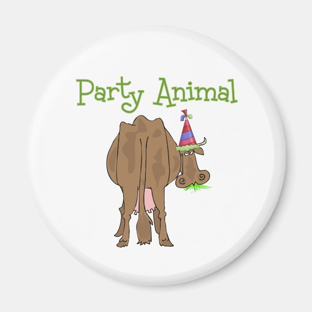 Funny Party Animal Birthday Kuh Magnet (Vorne)