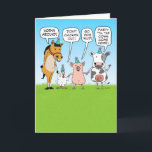 Funny Party Animals Ratschläge für den Geburtstag Karte<br><div class="desc">Diese niedliche, farbenfrohe und lustige Geburtstagskarte enthält ein Pferd, ein Huhn, einen Hahn und eine Kuh, die einen frischen Ratschlag zum Feiern gibt: Pferderennbahn, Don't Chicken Out, Go Hog Wild und Party bis zum Zuhause der Kühe! Die perfekte Karte für einen Tierliebhaber! Danke für die Auswahl dieses originalen Designs von...</div>