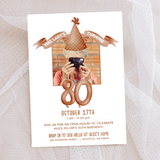 Funny Party Hat 80. Geburtstag Open House Foto Einladung