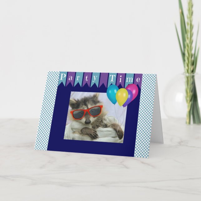 Funny Party Raccoon carte d'anniversaire (Devant)