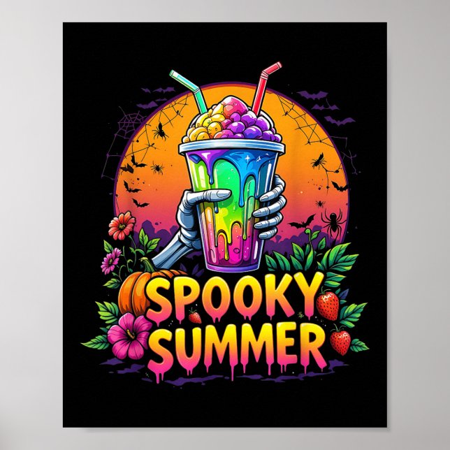 Funny Party Spooky Sommergetränke Summerween Vibes Poster (Vorne)