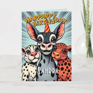 Funny Party Tiere Niedlich Happy Geburtstag Karte