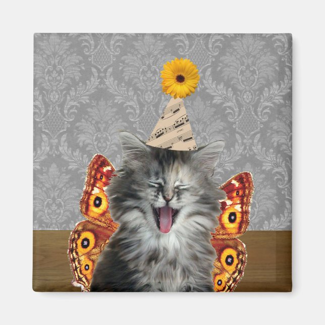 Funny Partys cat Magnet (Vorne)
