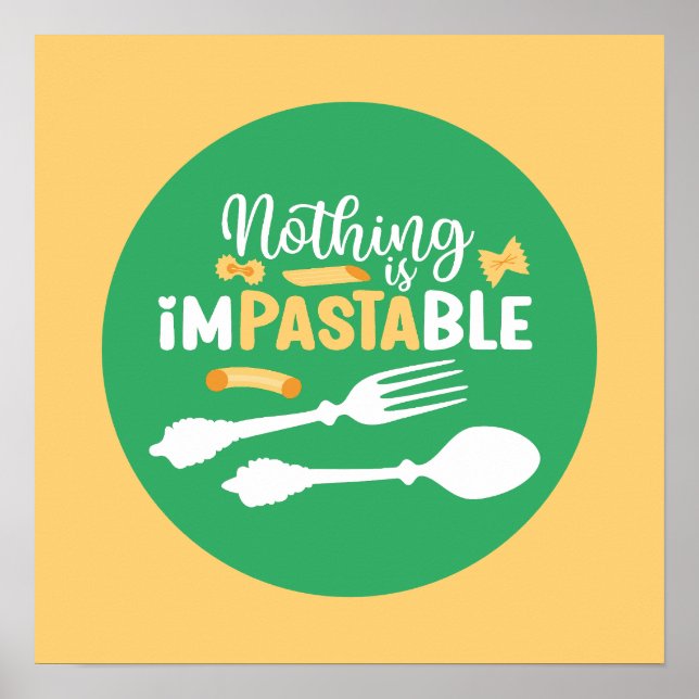 Funny Pasta Food Pub Pastel Farbe Typografie Kunst Poster (Vorne)