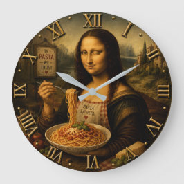 Funny Pasta Mona Lisa A Delicious Italian Twist Große Wanduhr
