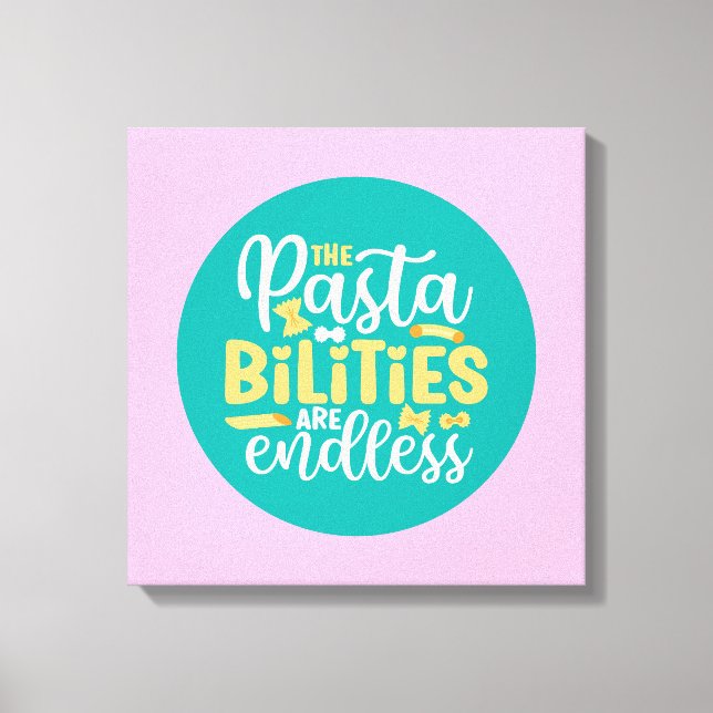 Funny Pasta Pun Pastel Kitchen Typografie Leinwanddruck (Vorderseite)