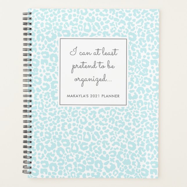 Funny Pastel Leopard Print Muster Blue Planner Planer (Vorderseite)