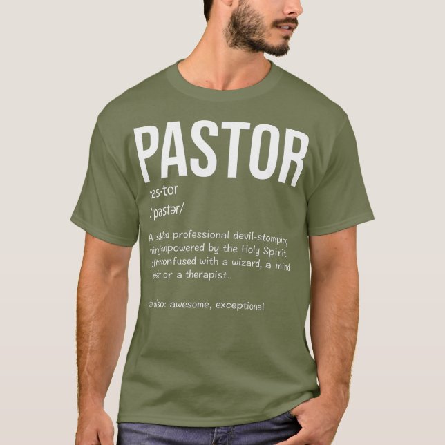 Funny Pastor Definition Gift Christian Preachers T-Shirt (Vorderseite)