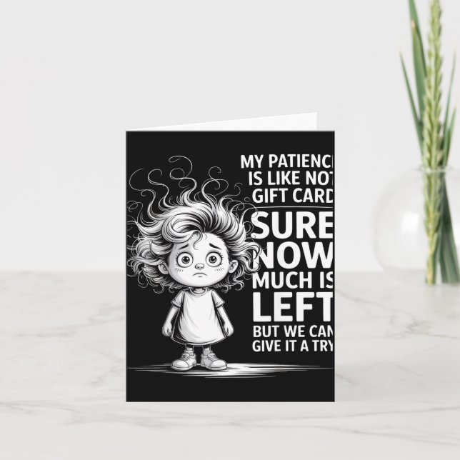 Funny Patience Gift Card Quote Retro Mpy Outfit Fo Karte (Vorderseite)