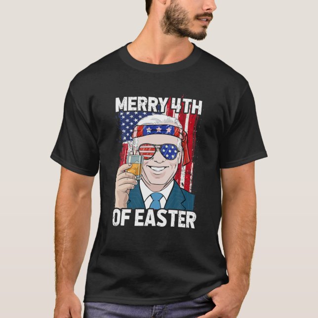 Funny Patriotic Biden Merry 4. Osterzeit uns Ameri T-Shirt (Vorderseite)