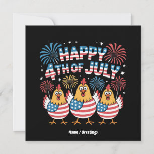 Funny Patriotic Chickens 4. Juli USA Flag Einladung