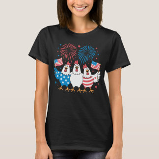 Funny Patriotic Chickens USA Flag 4. Juli T-Shirt