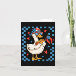 Funny Patriotic Duck Usa Flag Hot Dog 4. Juli Karte