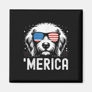 Funny Patriotic Golden Retriever Merica Happy 4. Magnet