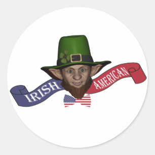 Funny patriotic Irish American leprechaun Runder Aufkleber