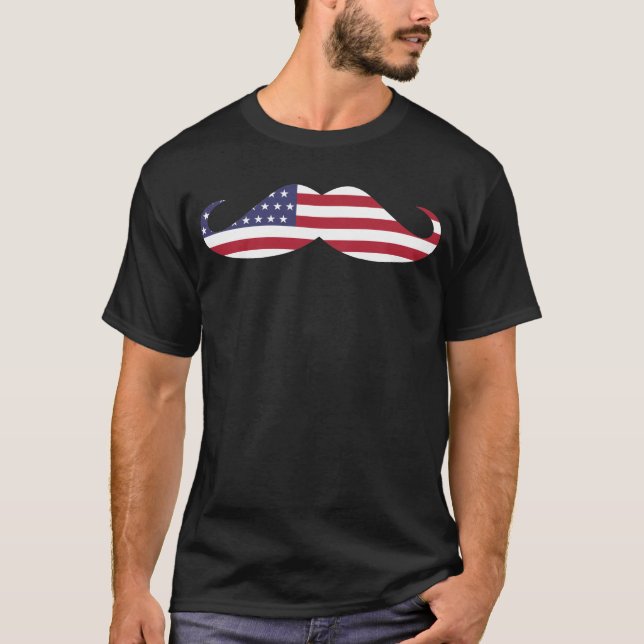 Funny Patriotic Mustache Erwachsene amerikanische  T-Shirt (Vorderseite)