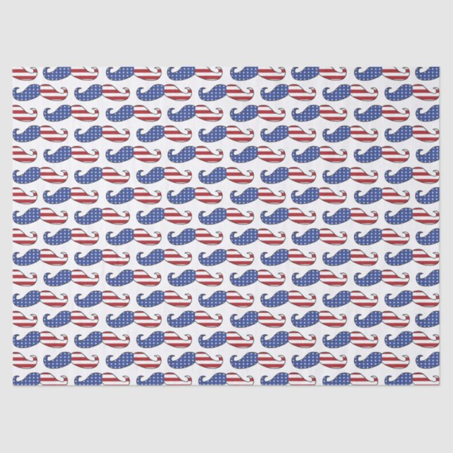 Funny Patriotic Mustache Pattern Seidenpapier (Vorderseite)