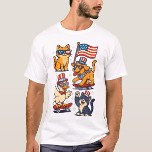 Funny Patriotic Pets T-Shirt Cool Chien, Chat & Ca
