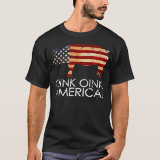 Funny Patriotic Pig T - Shirt Oink Oink America Ca