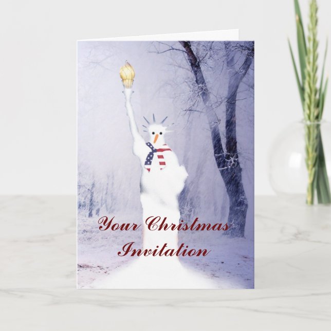Funny patriotic Schneemann Weihnachts-Einladung Einladung (Vorderseite)
