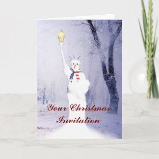 Funny patriotic Schneemann Weihnachts-Einladung Einladung