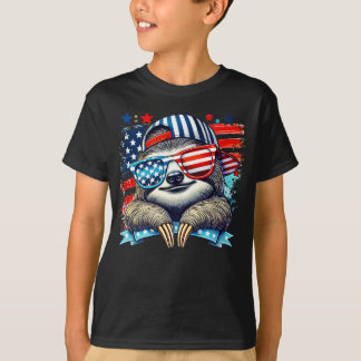 Funny Patriotic Sloth mit Brille - 4. Juli T-Shirt