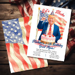 Funny Patriotic Trump Geburtstagsfeier Einladung<br><div class="desc">Machen Sie Party großartig mit dieser lustigen Donald Trump-Geburtstagseinladung. Verfügt über Aquarell-Charakter von Trump mit Party-Hut, halten Sie eine erste vor einem Geburtstagstorte mit Konfetti und der amerikanischen Flagge. Alle Formulierungen können geändert werden. Ideal für einen patriotischen Geburtstag rund um die Wahlzeit oder jeden Tag. Weitere Änderungen finden Sie unter...</div>